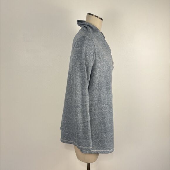 Soft Surroundings Brinley Cowl Button Collar Blue Heathered Sweater Womens Large - Picture 7 of 8